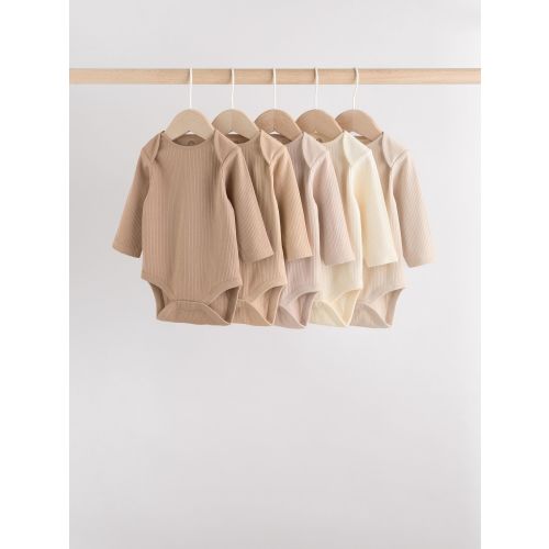 Cream Baby Long Sleeve Bodysuits 5 Pack