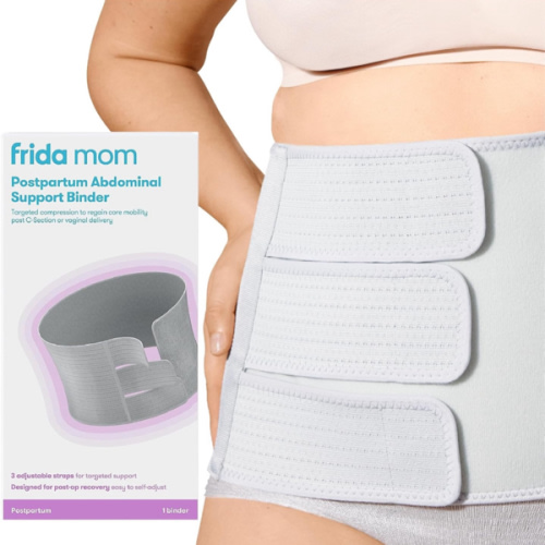 Frida Mom Belly Binder, Postpartum Essentials for Natural and C-Section Recovery, Adjustable Compression Wrap, After Birth Brace, Abdominal Band, 9" High