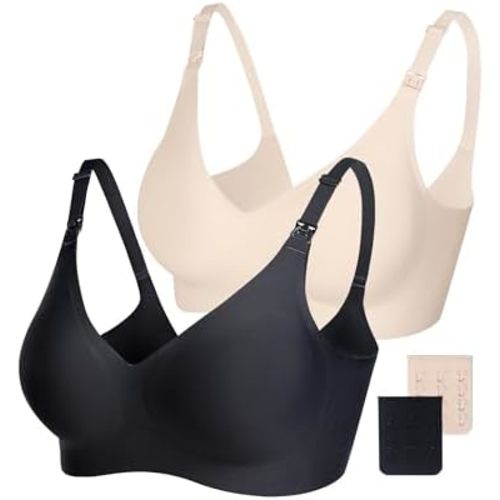 Vinfact Smooth Nursing Bras for Breastfeeding Seamless Maternity Bras for Pregnancy Wireless Bralette with Extra Bra Extender