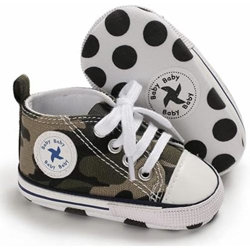 Newborn Baby Girls Boys Canvas Shoes Infant Soft Sole Slip On First Walkers Sneaker Toddler Flat Loafers High Top Crib Denim Unisex Moccasins Shoe