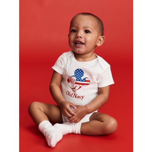 Old Navy x Disney© Mickey Mouse Flag Logo-Graphic Bodysuit for Baby | Old Navy