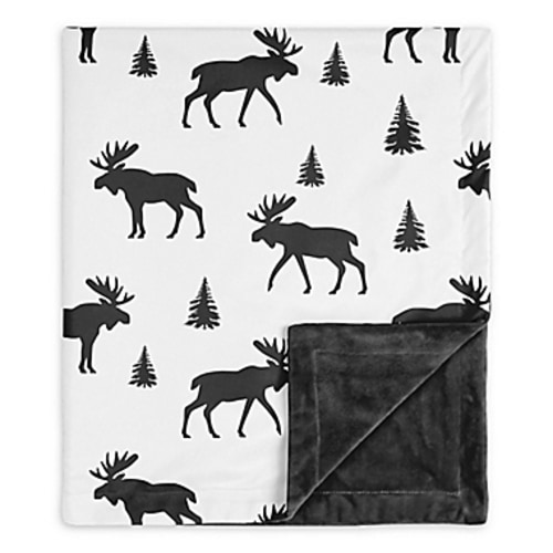 Sweet Jojo Designs Rustic Patch Moose Swaddle Blanket in Black/White