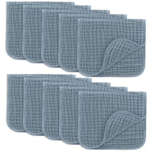 Muslin Burp Cloths Large 100% Cotton By Comfy Cubs (pacific Blue, Pack Of 10)