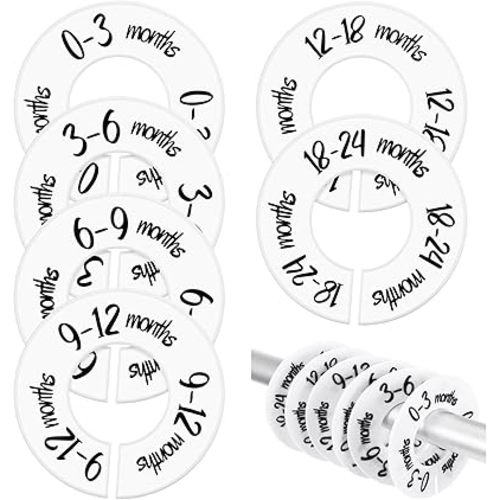 Baby Closet Dividers, Set of 6 Baby Closet Size Dividers, Baby Hanger Dividers By Age from Newborn to Toddler, Organize Nursery Hangers for Clothes