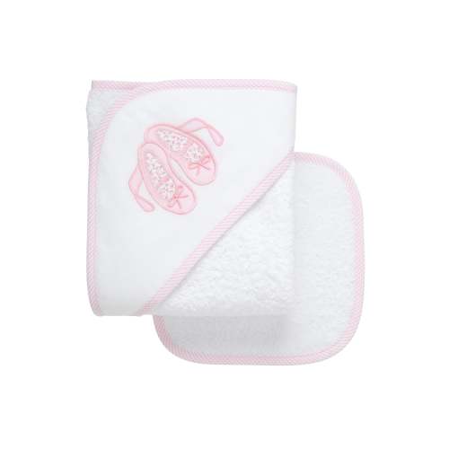 Ballet Applique Hooded Towel & Washcloth Set