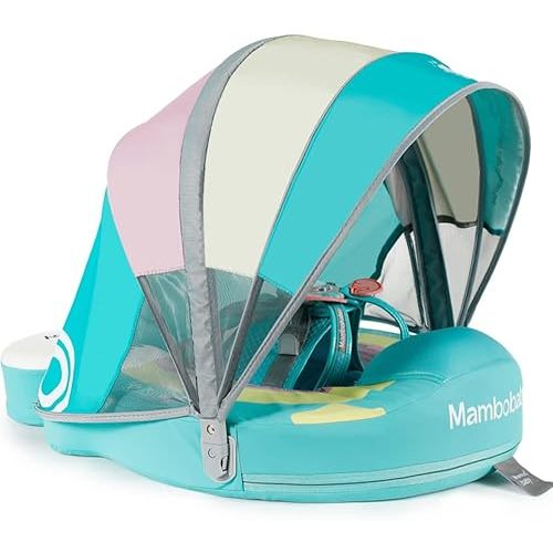 Upgraded Baby Pool Float Mambobaby Swim Float Non-Inflatable Baby Floats with Canopy for 3-24 Months Float for Infant Swim Ring