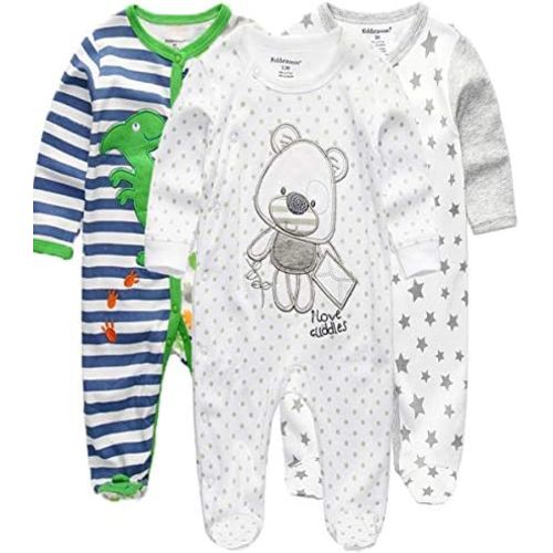 Kiddiezoom Baby and Toddler Boys'Snug Fit Footed Cotton One-Piece Romper Jumpsuit