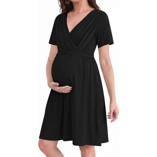 Ekouaer Women 3 in 1 Labor and Delivery Gown Split Front Flap Maternity Hospital Dress Nursing Nightgown for Breastfeeding