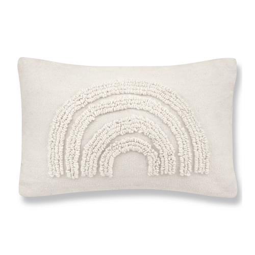 Anya Beige Tufted Rainbow Lumbar Throw Pillow