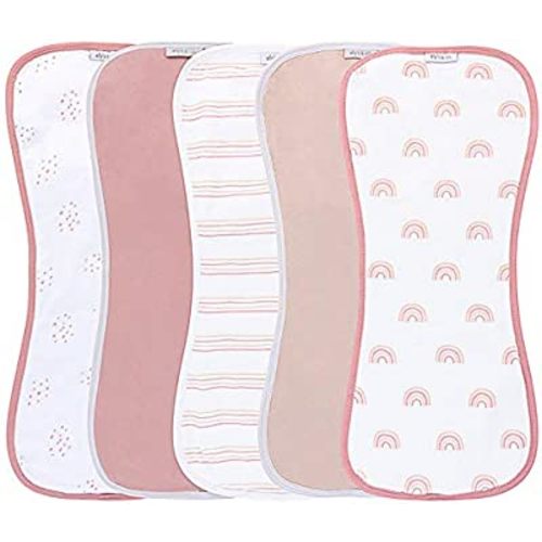 Ely's & Co. Baby Burp Cloths - 5pc Hourglass Shape with Extra Absorbent - Baby Bibs & Burp Cloths Baby Girl and Baby Boy, Newborn Essentials (Pink Rainbow Combo)