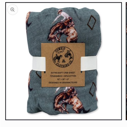 Teal Bronc Bamboo Muslin Crib Sheet – Cowkid Clothing Company
