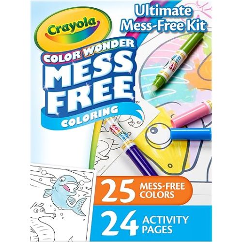 Crayola Color Wonder Mess Free Coloring Kit (50+ Pcs), Mess Free Markers, Mess Free Coloring Pages, Carrying Case, Holiday Gift for Kids