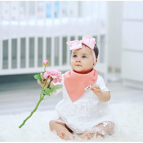 Meerdif Baby Bandana Drool Bibs for Baby Girls, Plain Colors, 8 Pack Baby Shower Set for Teething and Drooling, Soft Absorbent and Hypoallergenic (Solid Colors) - Solid Girl