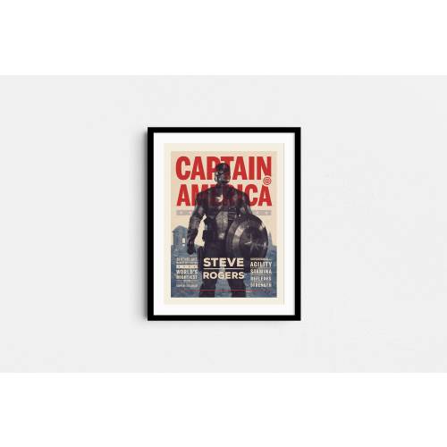 Captain America Print Comic Book Style (12x16) in.