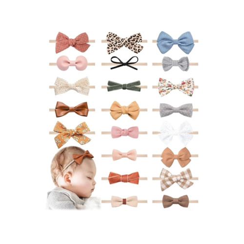 21 PCS Baby Headbands and Bows Hairbands Soft Nylon Elastics Handmade Girls Hair Accessories for Newborn Babies Infant Toddlers Kids