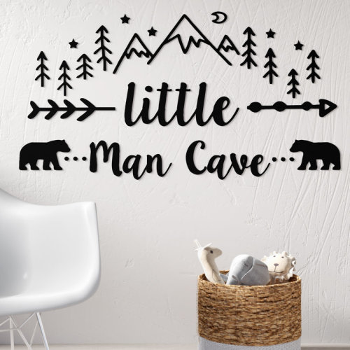 Harriet Bee Little Man Cave Quote Woodland Nursery Wall Decal & Reviews | Wayfair