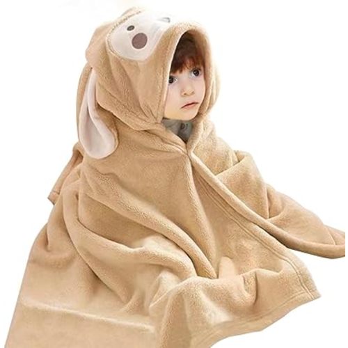 Cute Animal Hooded Baby Towel Soft Coral Fleece Baby Towels with Hood Toddler Bath Towel Large 27 x 55 Inch Ultra Absorbent Hooded Bath Towels for Babies Baby Bath Towel (Yellow)