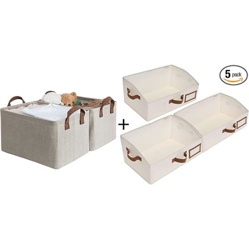 StorageWorks 2-Pack Storage Baskets for Shelves + 3-Pack Closet Baskets