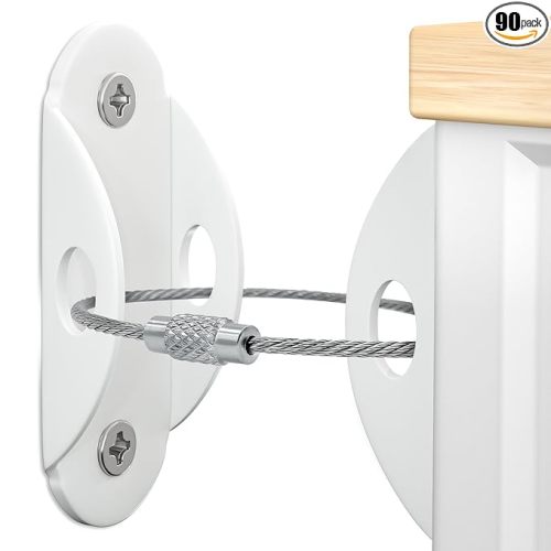 Furniture Anchors (10 Pack) for Baby Proofing, Furniture Straps Anti Tip Furniture Anchor Securing 400 lbs/Keep Baby Pet Safety from Falling Furniture, Metal White Earthquake Straps