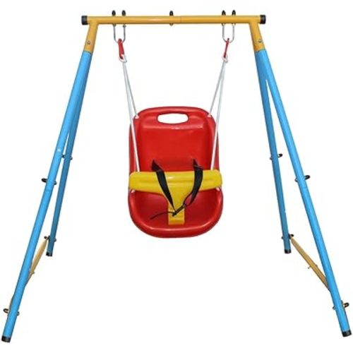 Baby Toddler Indoor/Outdoor Metal Swing Set (Blue, Red, Yellow)