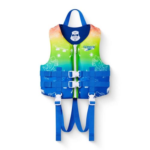 Speedo Rainbow Shark Kids' Life Jacket Vest - Blue Youth Jacket (Size by Weight)