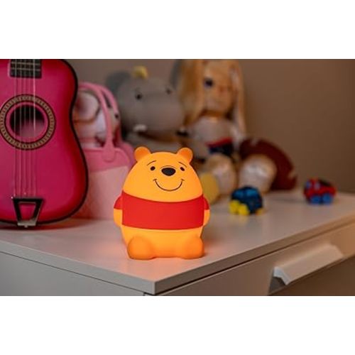 Disney Winnie The Pooh Squish Light, Night Light for Kids, USB Lamp, Battery Operated, Dimmable, Ideal for Bedroom, Playroom, Living Room, and More, 83189