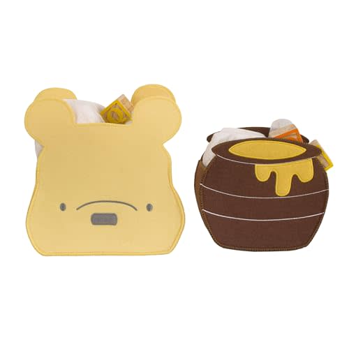 Disney Winnie The Pooh and Hunny Pot Yellow and Brown Two Piece Felt Storage Caddy - 1 Large, 1 Small