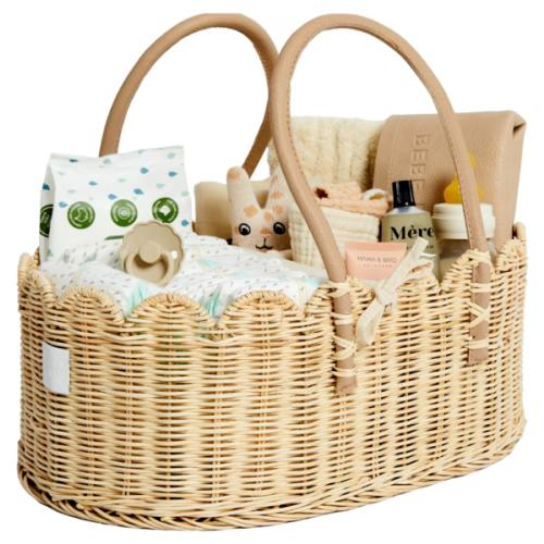 Baby Diaper Caddy Organizer "POPPY" Handmade & Natural by BEBE BASK® – BEBE BASK