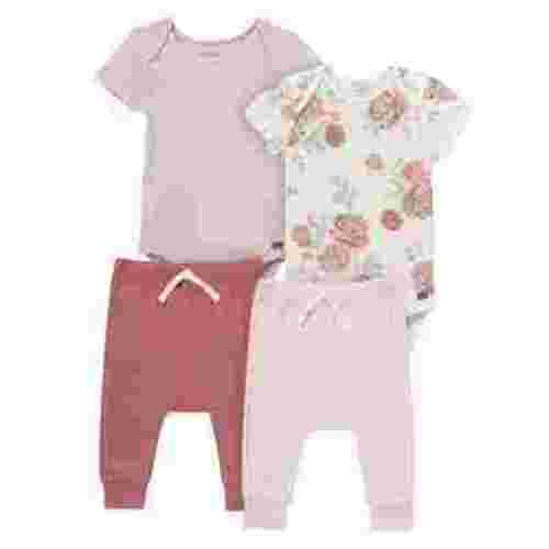 Modern Moments by Gerber Baby Neutral Super Soft 4-Piece Bodysuits and Pants Gift Set, Newborn - 12 Months