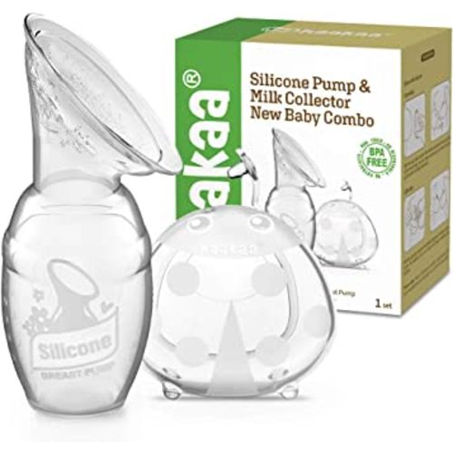 haakaa Silicone Breast Pump and Ladybug Breast Shells Combo for Breastfeeding Moms to Collect Breast Milk| Pumping and Nursing| Portable Breastmilk Catcher(pump-4oz/100ml,1pk; Shell-2.5oz/75ml,1pk)