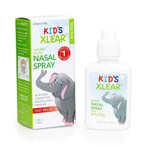 Xlear Natural Xylitol Saline Nasal Spray for Kids - Daily Decongestant, Nose Moisturizer, 0.75 fl oz (Pack of 2)