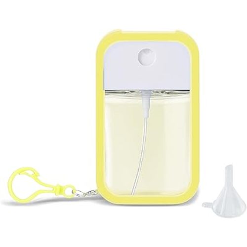 Refillable Hand Sanitizer Spray Bottle Keychain - 1oz / 50ml Leakproof Empty Spray Bottle with Silicone Case, Funnel & Clip,Portable Mini Travel Sanitizer Holder for Purse, Pocket, Gym Bag