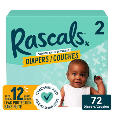 Rascals Premium Diapers, Size 2, Small Carton, 72 Count, Preemie to Size 7 - Walmart.ca