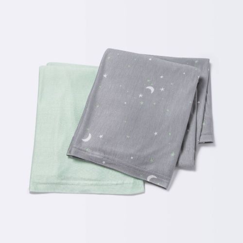 Jersey Swaddle Blanket 2pk - Cloud Island™ Gray Stars