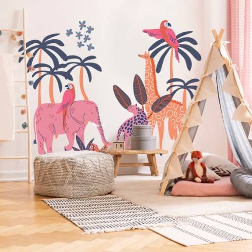 Jungle Safari Wall Decals for Nursery , Giraffe, Baby Lion Animal Stickers, Kids Room Decor - Etsy