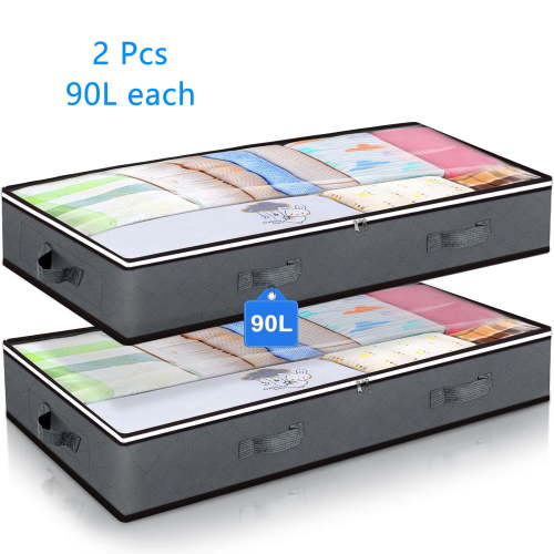 GRAREND Under Bed Storage Bags, Closet Organizer for Clothes, Shoes, Pillows, Blanket Storage- 2Pcs