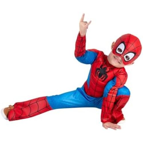 MARVEL Official Toddler Deluxe Halloween Costume - Premium Quality Padded Jumpsuit and Fabric Headpiece (3T-4T)