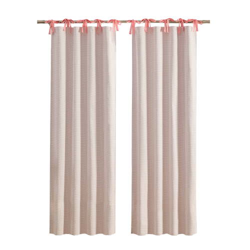 Ecologee Jill 100% Blackout Tie Top Single Indoor Curtain Panel, Coral, 38" W x 84" L