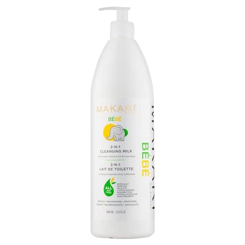 Makari Bebe Cleansing Milk (1000ml) | Baby Body Wash and Dry Skin Softening Solution | Helps Soothe Irritation | Gentle on Infants 3 Months and Older | Recommended for Delicate and Sensitive Skin