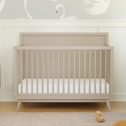 babyletto Palma 4-in-1 Convertible Crib with Toddler Bed Conversion Kit - Taupe