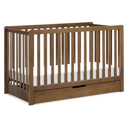 Carter’s by Davinci Colby 4-in-1 Convertible Crib w/Trundle Storage - GREENGUARD Certified, Convertible Baby Crib to Toddler Bed, Daybed, Full-Size Bed - 4 Adjustable Mattress Heights, Walnut