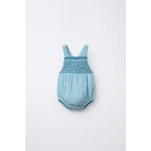 TEXTURED EMBROIDERED ROMPER - Blue / Green | ZARA United States
