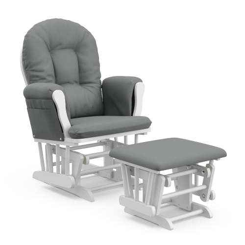 Storkcraft Hoop Infant Nursery Glider and Ottoman, White with Gray