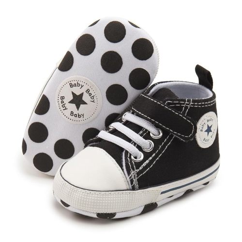 Unisex Baby Girls Boys Canvas High-top Shoes, Newborn Infant Anti-Slip Soft Sole Frist Walking Breathable Sneakers