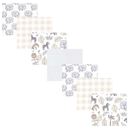 Hudson Baby Cotton Poly Flannel Receiving Blankets Bundle, Neutral Safari, One Size