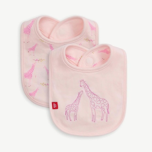 Pink Jolie Giraffe Organic Cotton Magnetic Reversible Bib – Magnetic Me