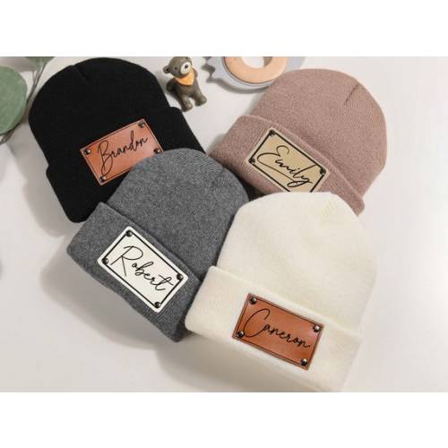 Newborn Baby Beaniesleather Patch Beanies for Baby - Etsy