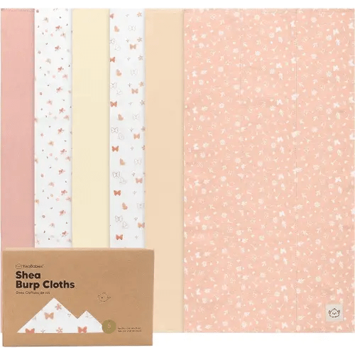 6-Pack Organic Burp Cloths Baby Girl, Boy - Large Baby Burp Cloths, Burping Cloths for Babies, Boys, Girls, Cotton Burp Cloth, Spit Up Burp Rags, Newborn Burp Clothes,Burp Cloths Neutral (Butterflies)