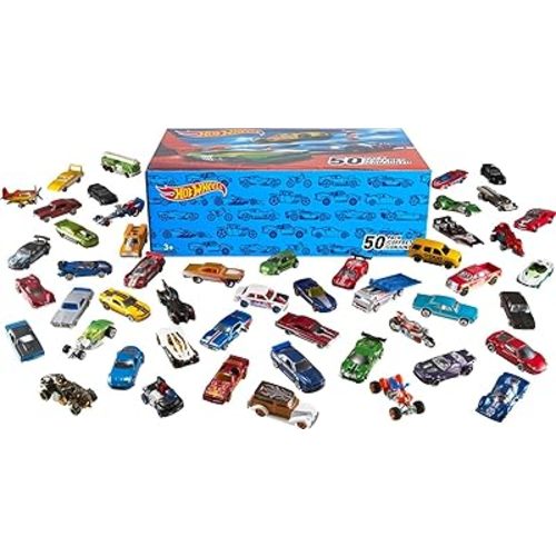 Hot Wheels Toy Trucks & Cars, 50-Pack, Set of 50 1:64 Scale Individually Packaged Vehicles, Instant Collection (Styles May Vary) (Amazon Exclusive)