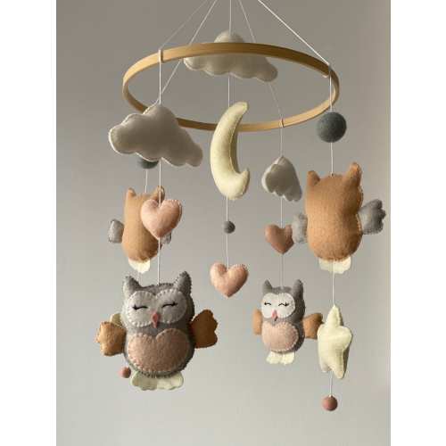 Owl mobile/ woodland mobile/ felt Baby mobile boy/ flying Bird mobile/ Baby mobile girl/ Nursery mobile/ crib mobile/ forest mobile